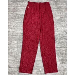 Monterey Bay Pants Womens 8 Red Floral Print High Rise Made‎ in USA